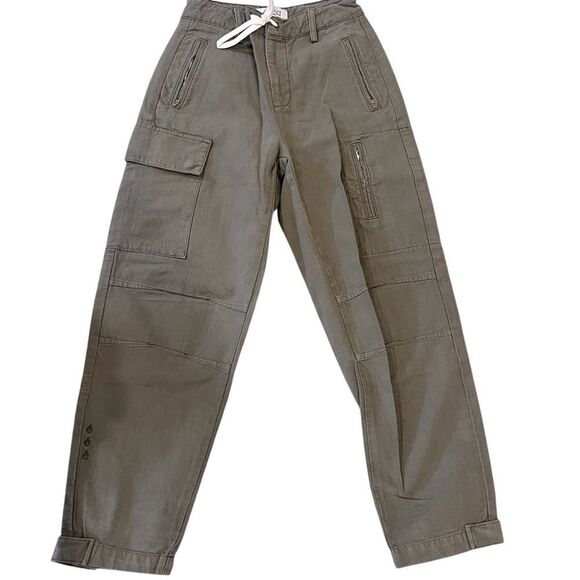 NWOT‎ ÉTICA REN CROPPED CARGO PANT women's size 24 in the color sage - Picture 1 of 12